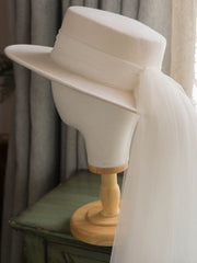 White Big Veil Wedding Hat
