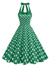1950s Vintage Polka Dot Halter Rockabilly Swing Dress