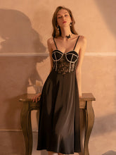 Chemise Black Spaghetti Strap Silk-like Lace Backless Lingerie