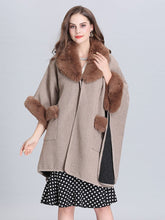 Poncho Knitwear Faux Fur Coat Shawl Collar Sweaters