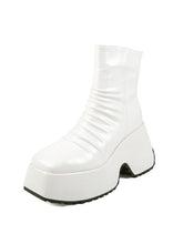 Off White Patent Leather Platform High-heeled Sock Boots Vintage shoes
