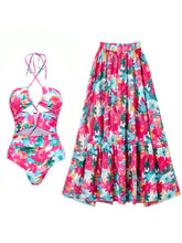 Pink Handmade Flower Halter Ruffles One Piece