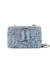 1950S Sweet Denim Rose Box Bag Vintage Handbag
