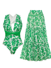 2PS Green Floral Halter One-Piece Swimsuit