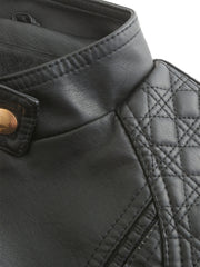 Soft Coat Long Sleeve PU Leather Motorcycle Jacket For Women