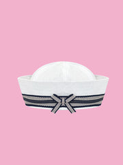 Retro White Canvas Salior Hat