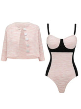 2PS Pink Retro Tweed One Piece Swimsuit