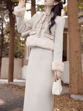 2PS Apricot Warm Thickened Top and Skirt Suit