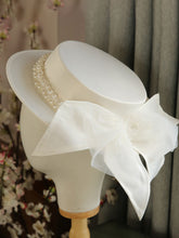 White Big Bow Wedding Pearls Hat