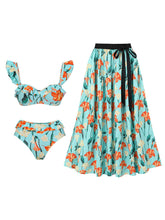 Light Green Retro Floral Print Bikini