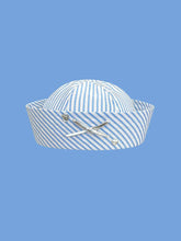 Light Blue Striped Sailor Hat for �Retro Canvas Gob Cap