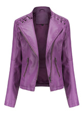 Leather Jacket Weave Long Sleeve Winter Coat
