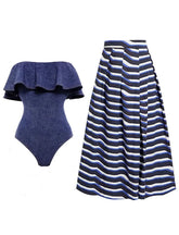 Denim Off Shoulder Ruffles One Piece
