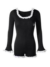 Black Lace U-Neck One Piece Vintage Swimsuit