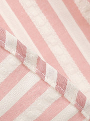 1950S Pink Vertical Stripe High Waist Pleated Swing Vintage Skirt