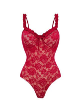 2PS Red Floral Lace One Piece Swimsuit