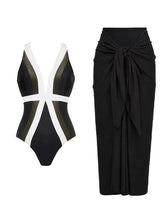 Black Color Block One-Piece Swimsuit