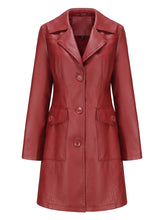 Vintage 90s Burgundy Red Faux Leather Trench Long Pu Coat