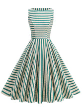 1950s Vintage Stripe Sleeveless Retro Swing Dress