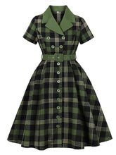 Christmas Green Plaid Vintage Shirt Dress