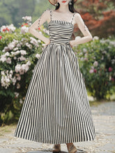 1950S Taylor Swift Same Style Black and White Stripe Swing Dress