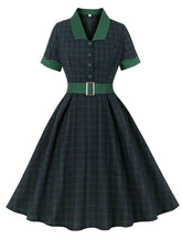 Christmas Green Plaid 1950S Cotton Vintage Dress