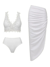 White Lace Trim Bikini Bridal Swimsuit