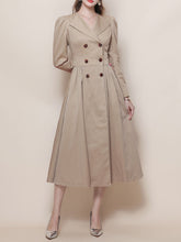 Khaki Vintage Style Double Breasted Trench Dress Coat
