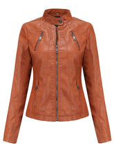 3 Color Long Sleeve PU Leather Motorcycle Jacket