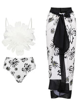 2PS White Flower Print V Neck One Piece