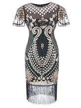 1920S Short Sleeve Fringed Sequin Gatsby Flapper Dress