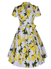 1960S Lemon Print Swing Dress