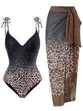Gradient Leopard Print Strap One Piece