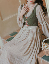 2PS Grey Off Shoulder Cottagecore Dress