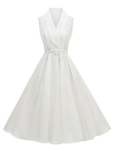 1950s Vintage Audrey Hepburn Style White Swing Dress