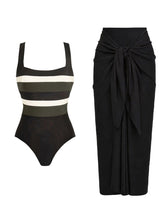 Black Striped One-Piece Swimsuit