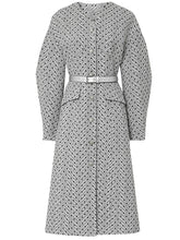 Light Grey V Neck Polka Dot Woolen Coat