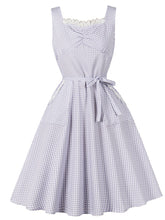 1950s Purple Plaid Lace Sleeveless Swing Dress