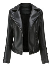 Black Weave Long Sleeve PU Leather Motorcycle Jacket