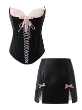 Black And Pink Retro Corset Sleeveless Vintage Top