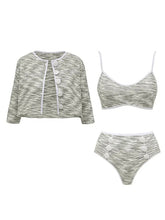 3PS Swimsuit Set Grey Space Dye High Waisted Bikini