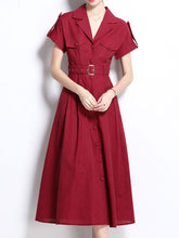 1940S Lapel Shirt Cotton Dress