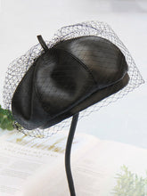 Black Faux Leather Beret Hat Cap