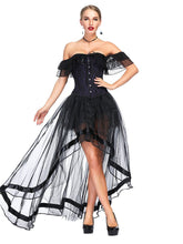Halloween Costume Gothic Black Vintage Corset Top High Low Skirt For Women