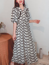 Jolly Vintage Lace Embroidered Black Floral Half Sleeves Boho Maxi Dress