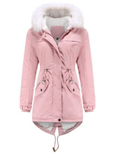 Coat Daily Going Out Fall Winter Casual Waisted Solid Color Cotton Oversized Hoodie Coat
