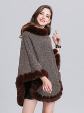 Woolen Poncho Faux Fur Shawl Collar Oversized Winter Coat