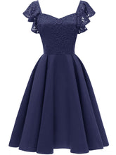 Solid Color Sweetheart Lace Butterfly Sleeve A line Vintage Party Dress