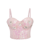 Vintage Pink Luxury Sequin Barbie Corset