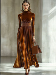 Long-Sleeved Velvet Maxi Dress